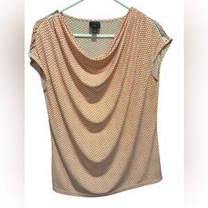 Euc size L orange and white top with zipper shoulders